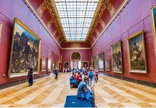 A picture of the inside of the Louvre in Paris