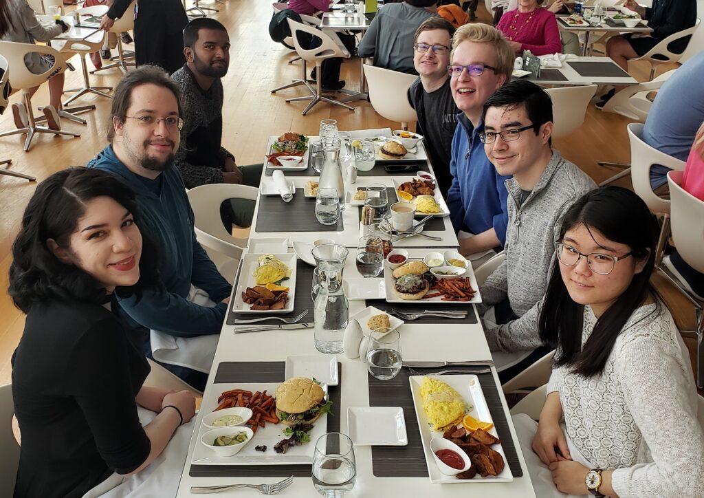 History club members having lunch together